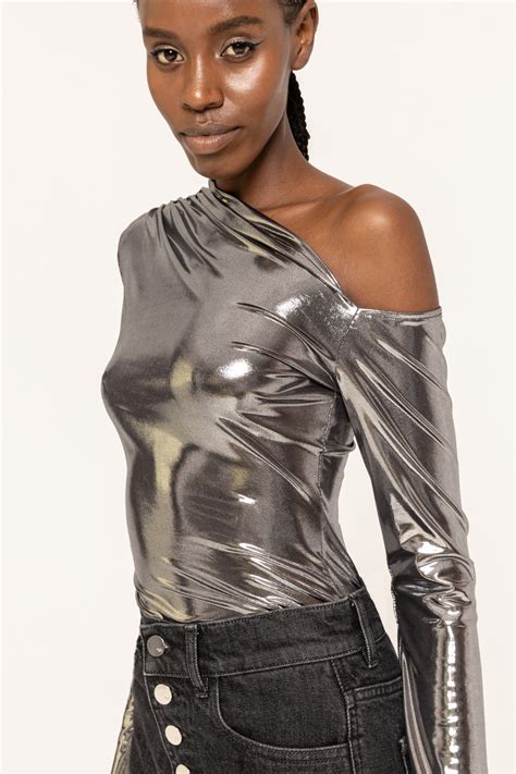 silver lame bodysuit suit